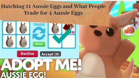 How much is a aussie egg worth in adopt me - Yotofriends · 7/27/2021. Please answer quick. 0. Tropecruzx · 8/5/2021. Its lose. 0. Scarycat240 · 8/19/2021. I am trading aussie egg for phoenix, my roblox is …